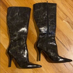 Nine West Alligator Print Knee High Boots